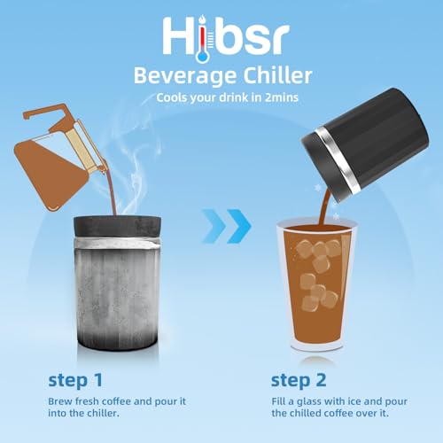 Portable Stainless Steel Iced Beverage Cooler for Coffee Lovers: HIBSR 15.22oz - Black