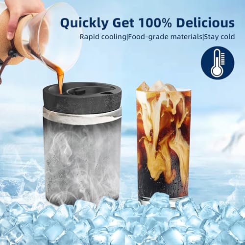 Dimux Stainless Steel Beverage Cooler for Iced Coffee, Wine, and More - Reusable and Versatile Can Insulator for Adults, 15.2 Oz Black