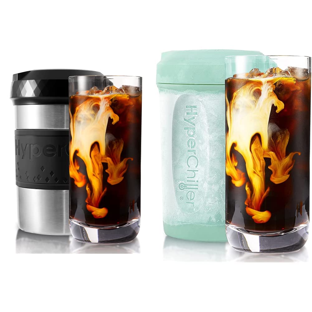 HyperChiller Iced Coffee/Beverage Coolers Bundle, Stainless Steel and Spearmint, 12.5 oz
