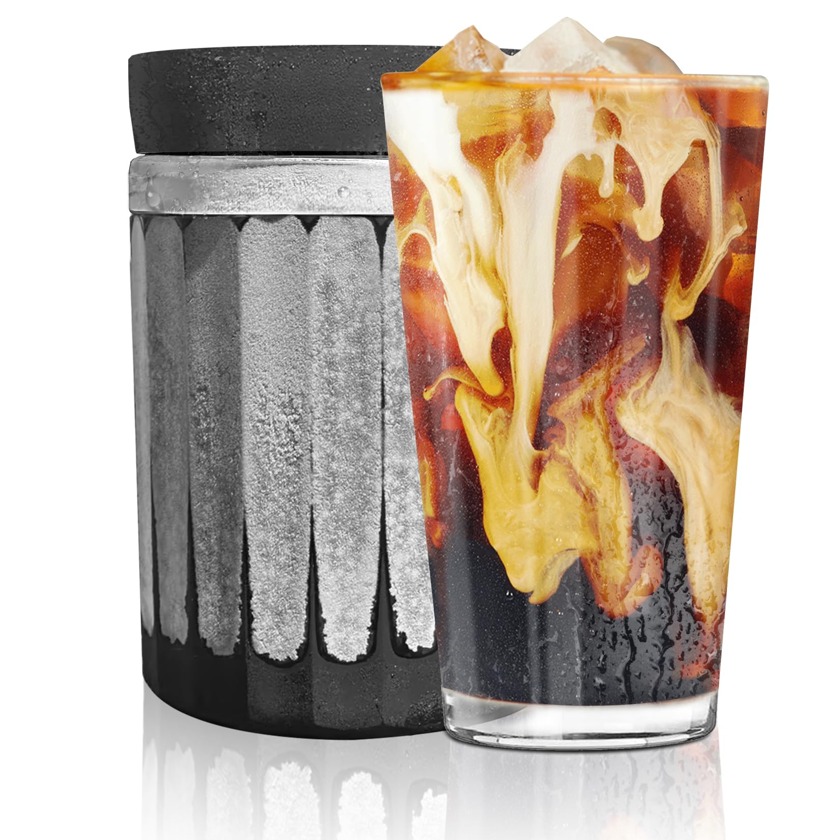 Portable Stainless Steel Iced Beverage Cooler for Coffee Lovers: HIBSR 15.22oz - Black